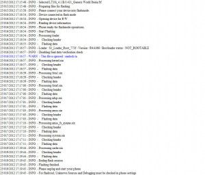 log de flashtool para xperia arc s