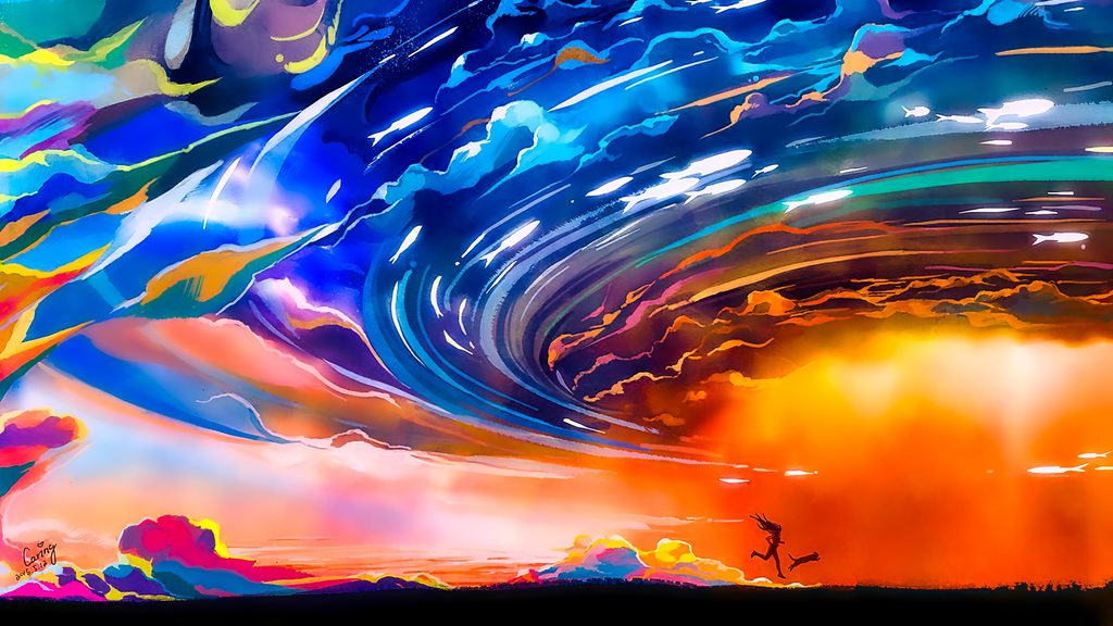 Fondo de pantalla chica-corriendo-en-una-tormenta